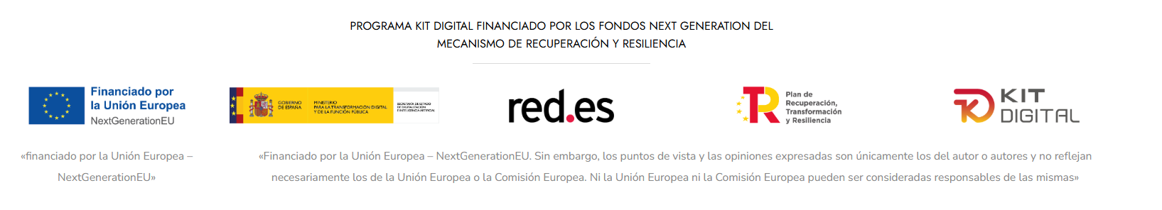 Unión Europea NextGenerationEU · Gobierno de España · red.es · Plan de Recuperación · Kit Digital